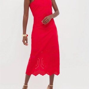 Tuckernuck Hyacinth House Red Eyelet Beaded Strap Midi Ibiza Dress S NWT